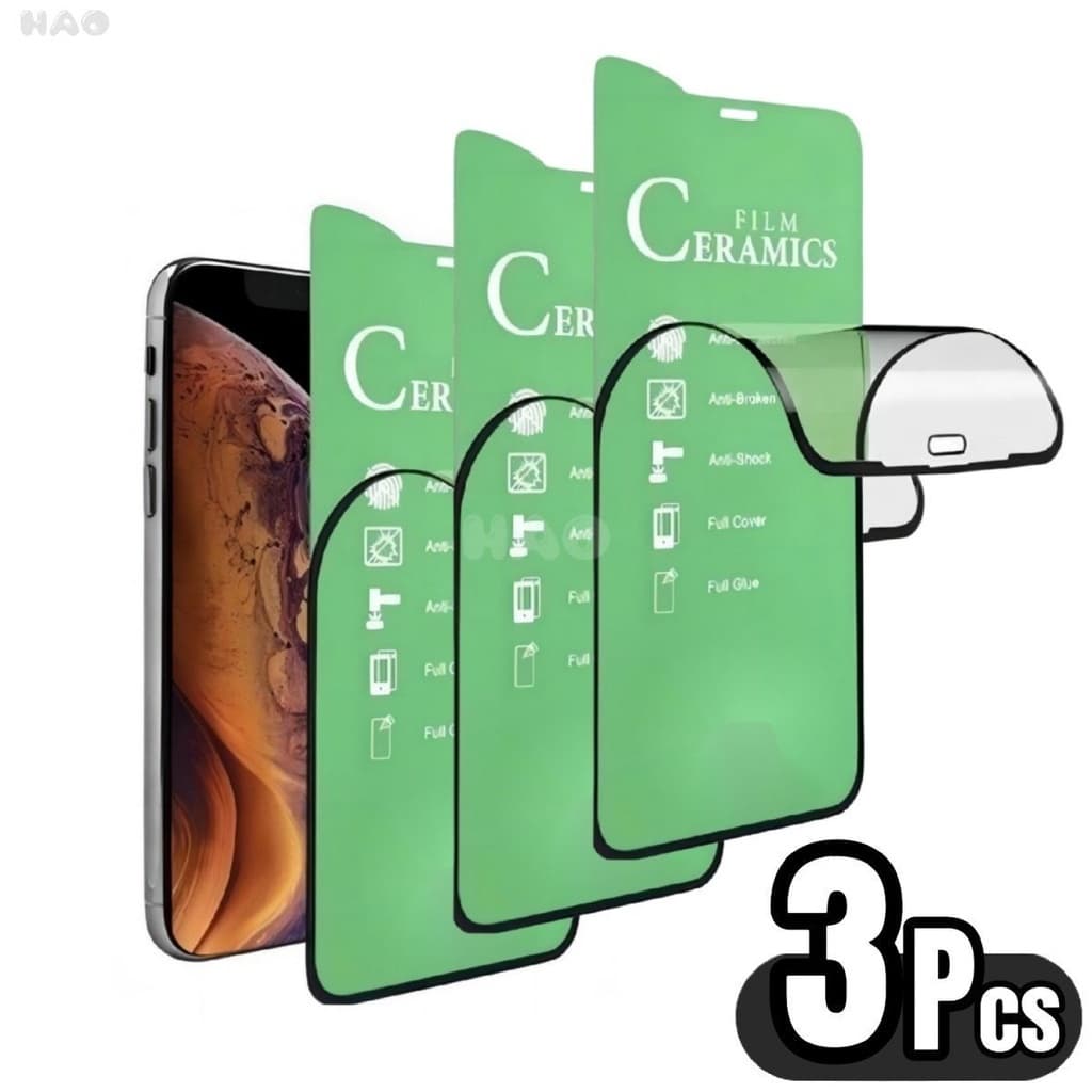 Kit 3 Película De Cerâmica 3D/9D Pelicula Pra IPhone Apple 6 7 8 Plus Se Xr 11 12 13 14 15 16 17 Pro Max 16E Air 17Pro
