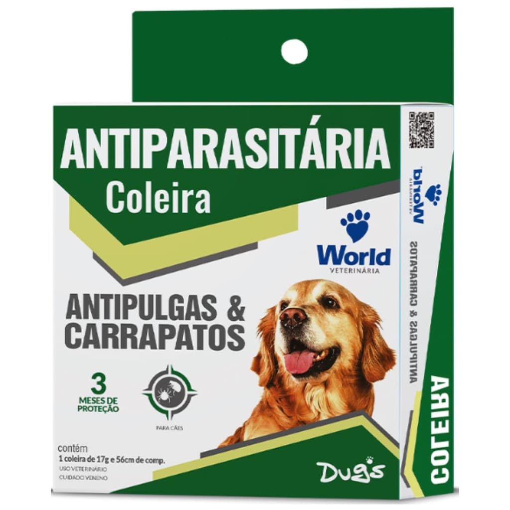 Coleira Cães Antipulgas E Carrapatos Dugs 56cm World