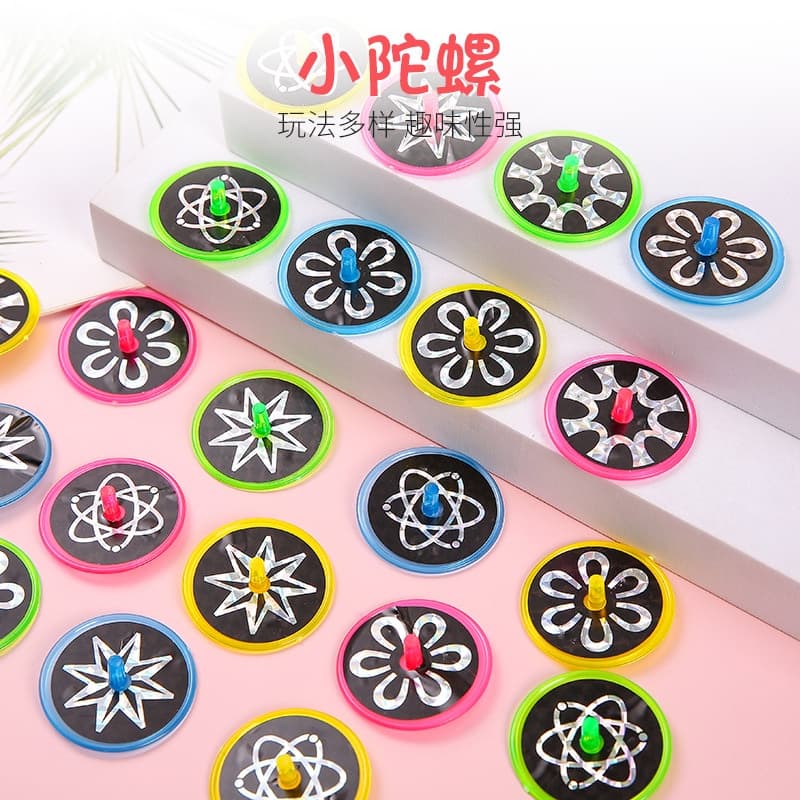【10pcs】Brinquedos Pequenos Rotativos Padrão Laser de Topo Giratórios para Crianças Brinquedos Pequenos Giratórios à Mão
