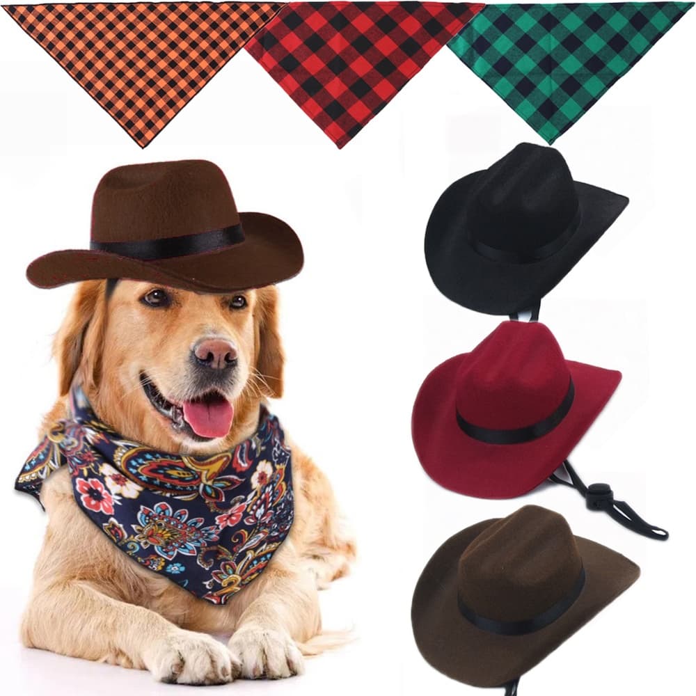Chapéu De Cachorro Gato Ocidental Estilo Cowboy Acessórios Para Animais De Estimação Triângulo Cachecol Foto Propulsor Decoração Universal
