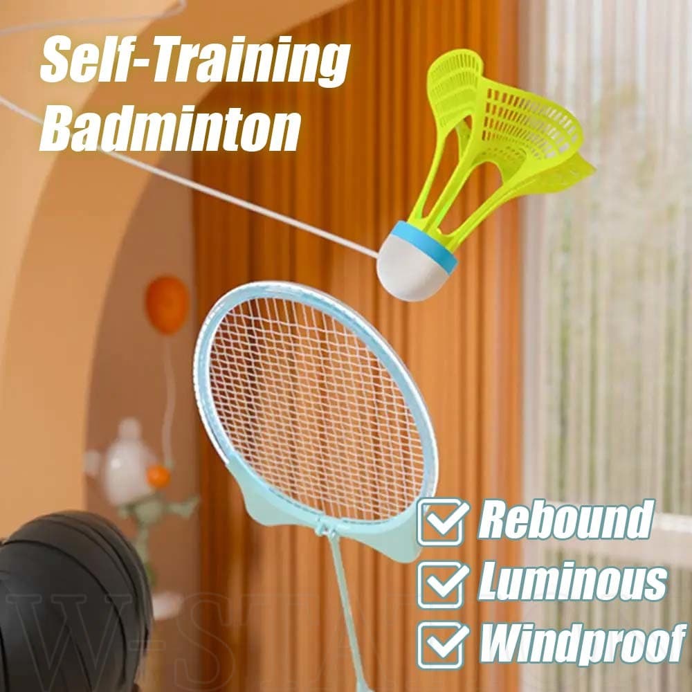 3 Conjuntos De Badminton Auto-Exercícios À Prova De Vento/Exercício Interior E Exterior Rebound Glowing/Self-Study Training Kit/Shuttlecock De Luz Noturna Com Cordas Elásticas