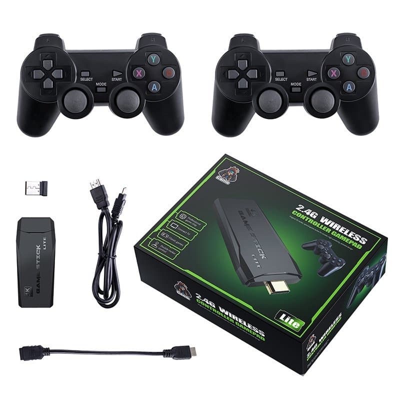 Videogame Stick 4k 10mil Jogos Retro Antigo 2 Controles Sem Fio Console Original Portatil