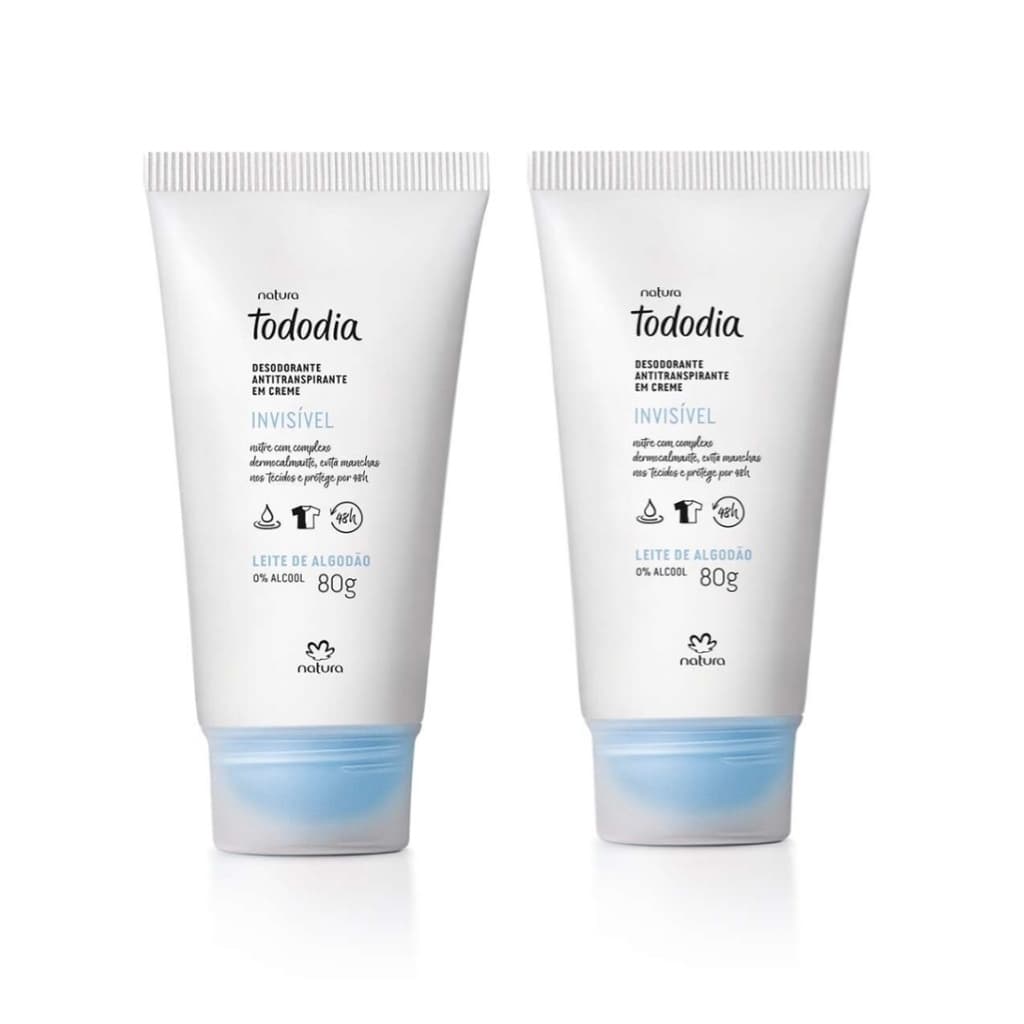 Kit 2 Desodorante Antitranspirante em Creme Tododia Leite de Algodão - 80 g