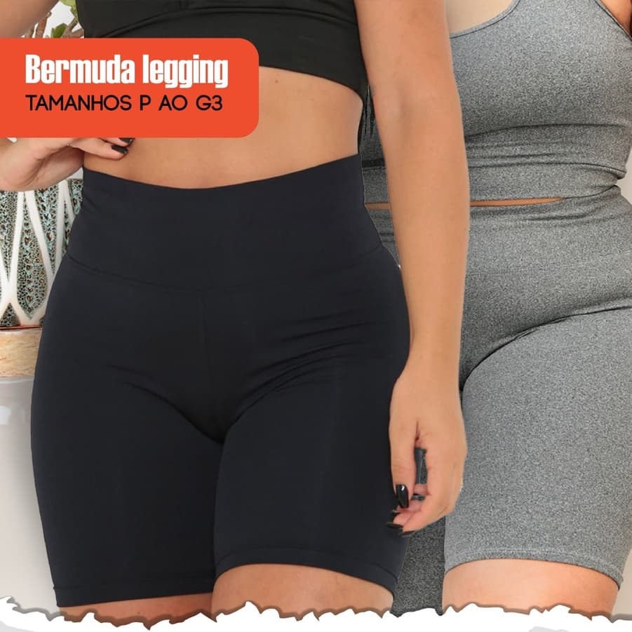 Kit 02 Bermuda  Legging Feminina Cós Alto Suplex do P ao G3 Shorts Academia Corrida Plus Size