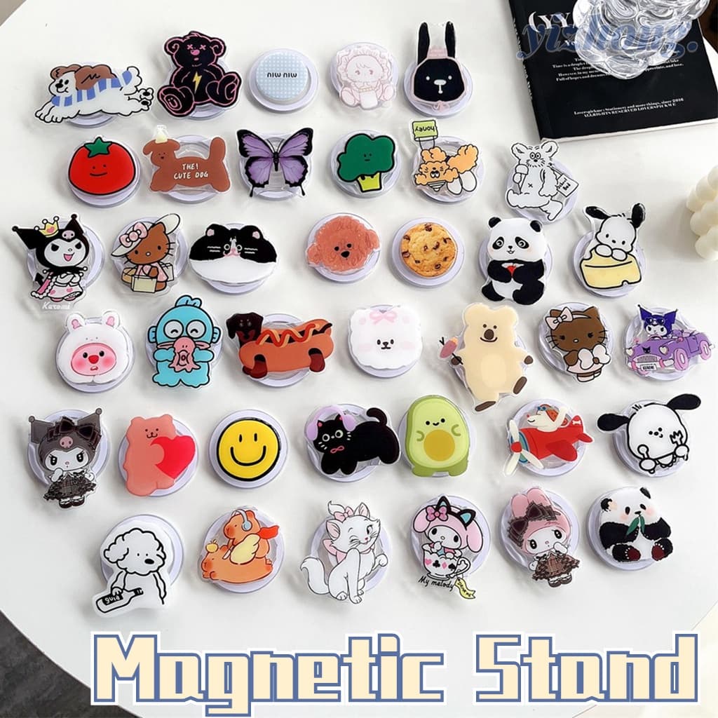 Suporte Para Telefone Atração Magnética Airbag Kuromi Melody Hello Kitty Butterfly Celular Nu Caixa Magsafe PC Anti-Qued