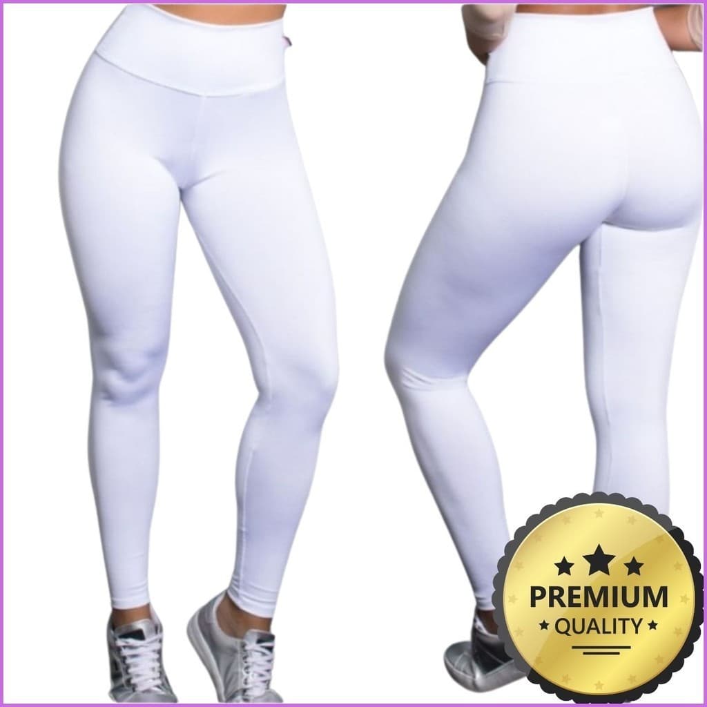 Calça LEGGING Branca Suplex Feminina, Academia, Uniforme Medicina, Enfermagem, Dentistas, Fisioterapeutas, Estética ou Uso Casual