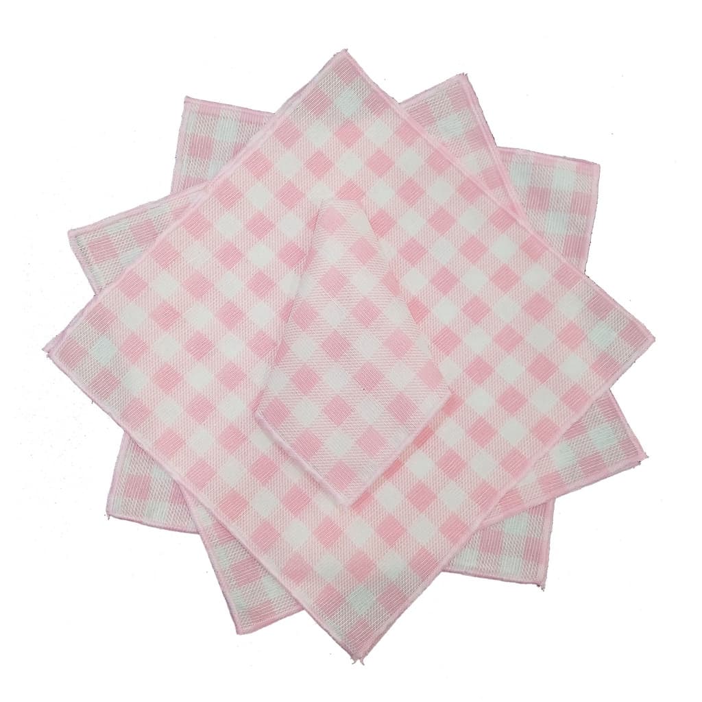 6 Guardanapos Xadrez Rosa