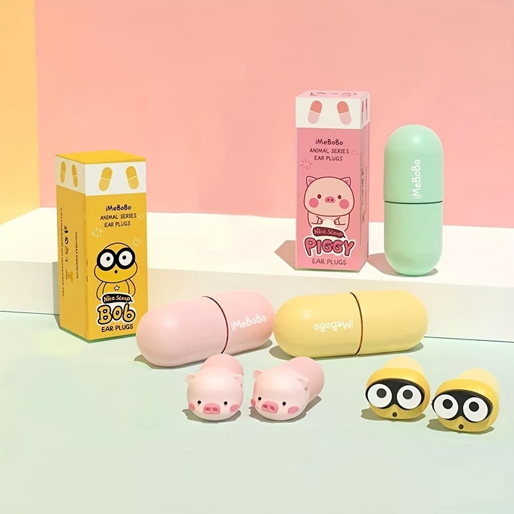 1 par de tampões de ouvido de silicone reutilizáveis ​​com cancelamento de ruído Perfeito para dormir, estudar, trabalhar, shows e viajar Design criativo fofo