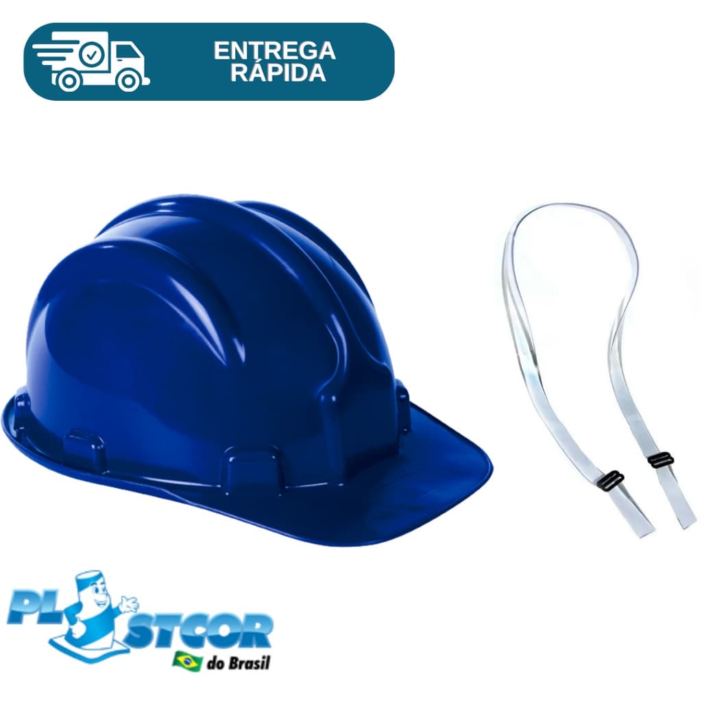 Capacete De Segurança Com Carneira + Jugular P/ Obra Proteção Trabalho Epi Construção Civil Plastcor