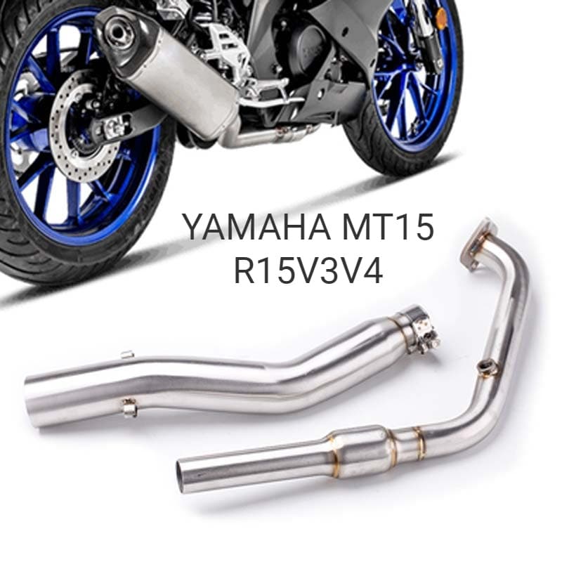Tubo De Ligação Frontal De Escape De Motocicleta Em Aço Inoxidável Para Yamaha R15V3V4 MT15 2020-2022 Cotovelo Com Senso