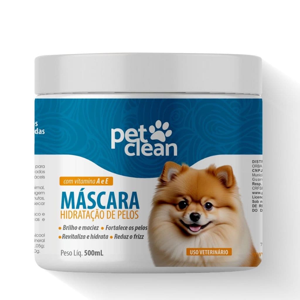 PetClean Máscara de Hidratação para Pelos 500mL Brilho, Maciez e Reduz o Frizz - Cachorros e Gatos