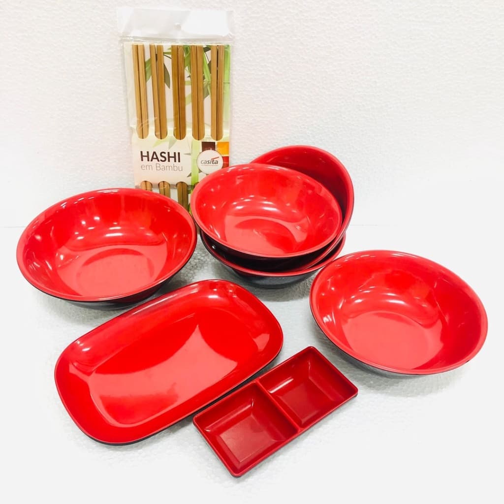 Tigelas e Pratos para Comida Japonesa Oriental em Melamina