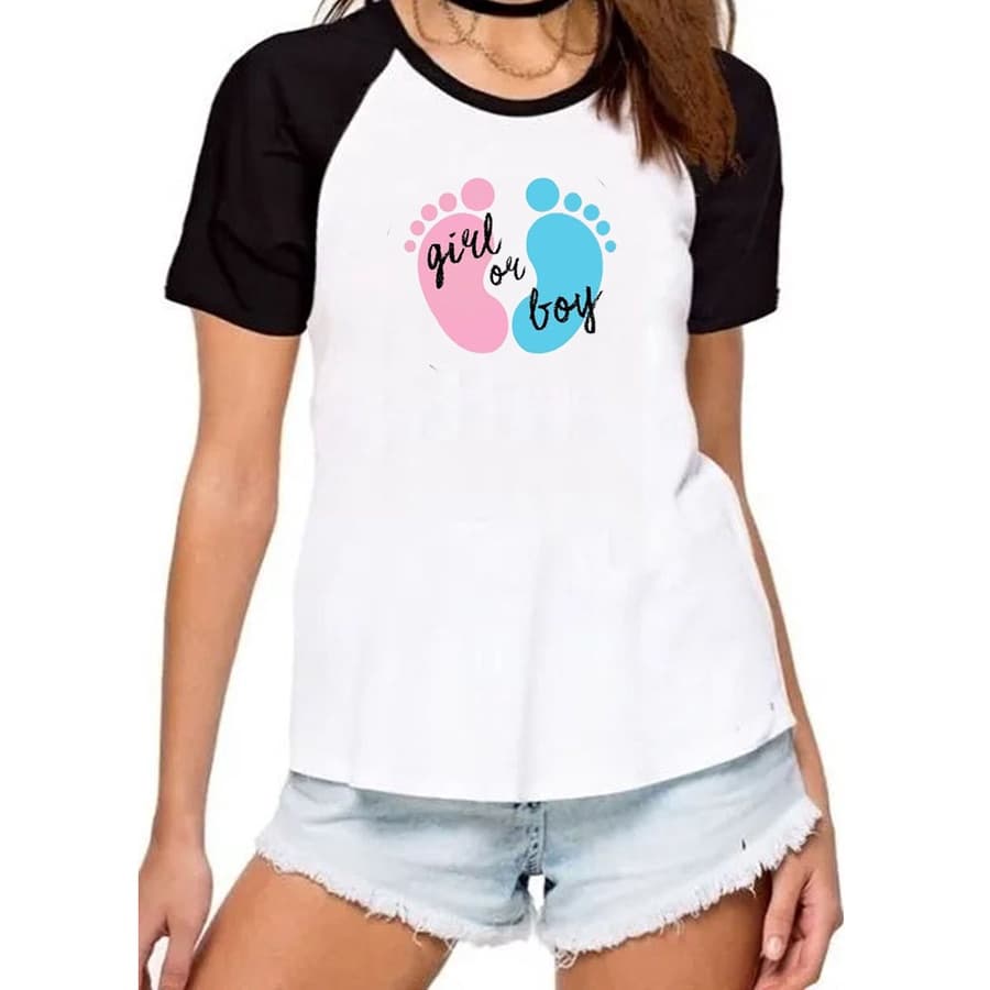 Camiseta gestante cha revelacao gravida mamae camisa