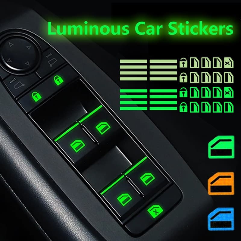 Adesivos que brilham no escuro para botões de interruptores de janela são adequados para Toyota, 