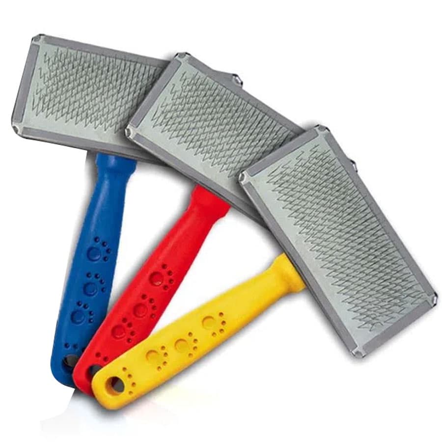 Escova Rasqueadeira Aço Patinhas Tira Pelos Pet Cães e Gatos