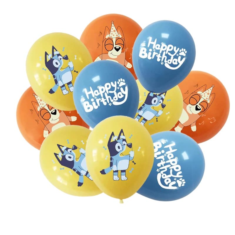 12 Pc/Lote Bluey Balão De Látex Tema Crianças Festa De Aniversário Decoração Suprimentos Favor