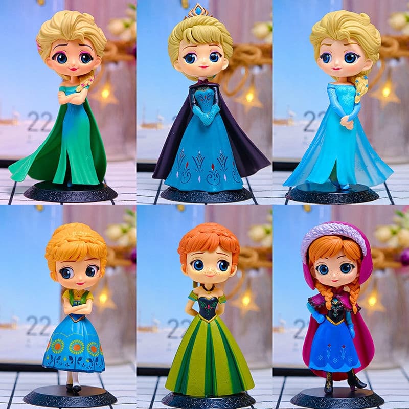 Disney Elsa Anna Princess Frozen Figures Model Doll Collection Costume Children Gift Mini