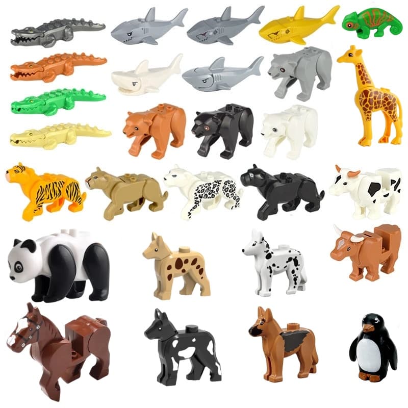 Blocos de animais da cidade/tubarão, girafa, cachorro, crocodilo, panda/presente educativo para crianças