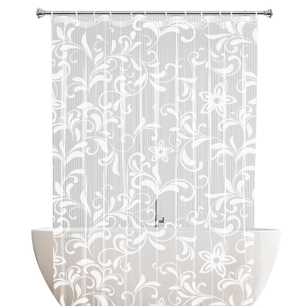 1 Cortina Box Banheiro PVC Estampada Antimofo Ilhós M2 2,30m