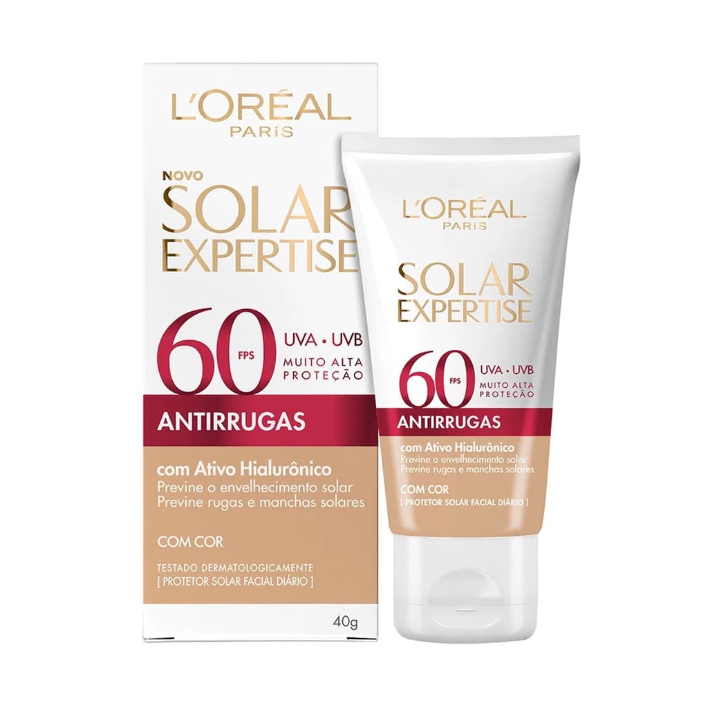 Protetor Solar Expertise FPS60 Antirrugas Com Cor Loréal Paris 40g