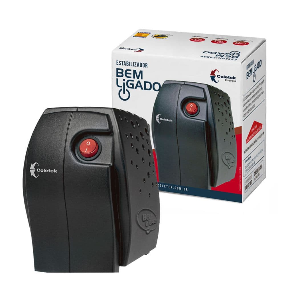Estabilizador 500VA Coletek, Entrada Bivolt Manual, Saída 115V, 4 Tomadas, Preto - ES-500VA