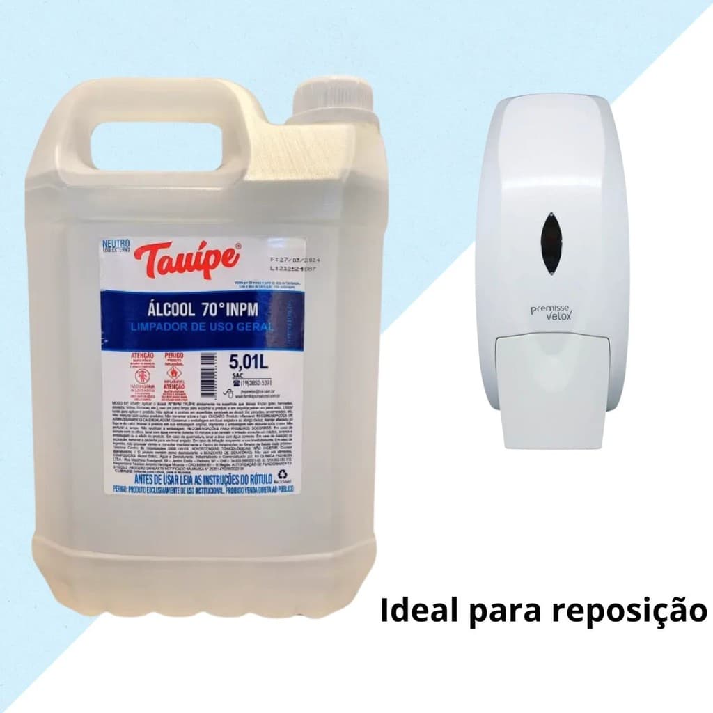 Tauipe Desinfetante em Gel 70 Elimina Germes Bacterias Higienização de Mãos Superfícies e Bancadas