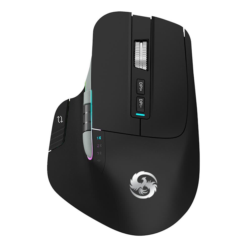 Mouse Sem Fio Wireless Bluetooth Recarregável Usb Com Led Rgb 8 Botões Pc Fire Phoenix D-m9