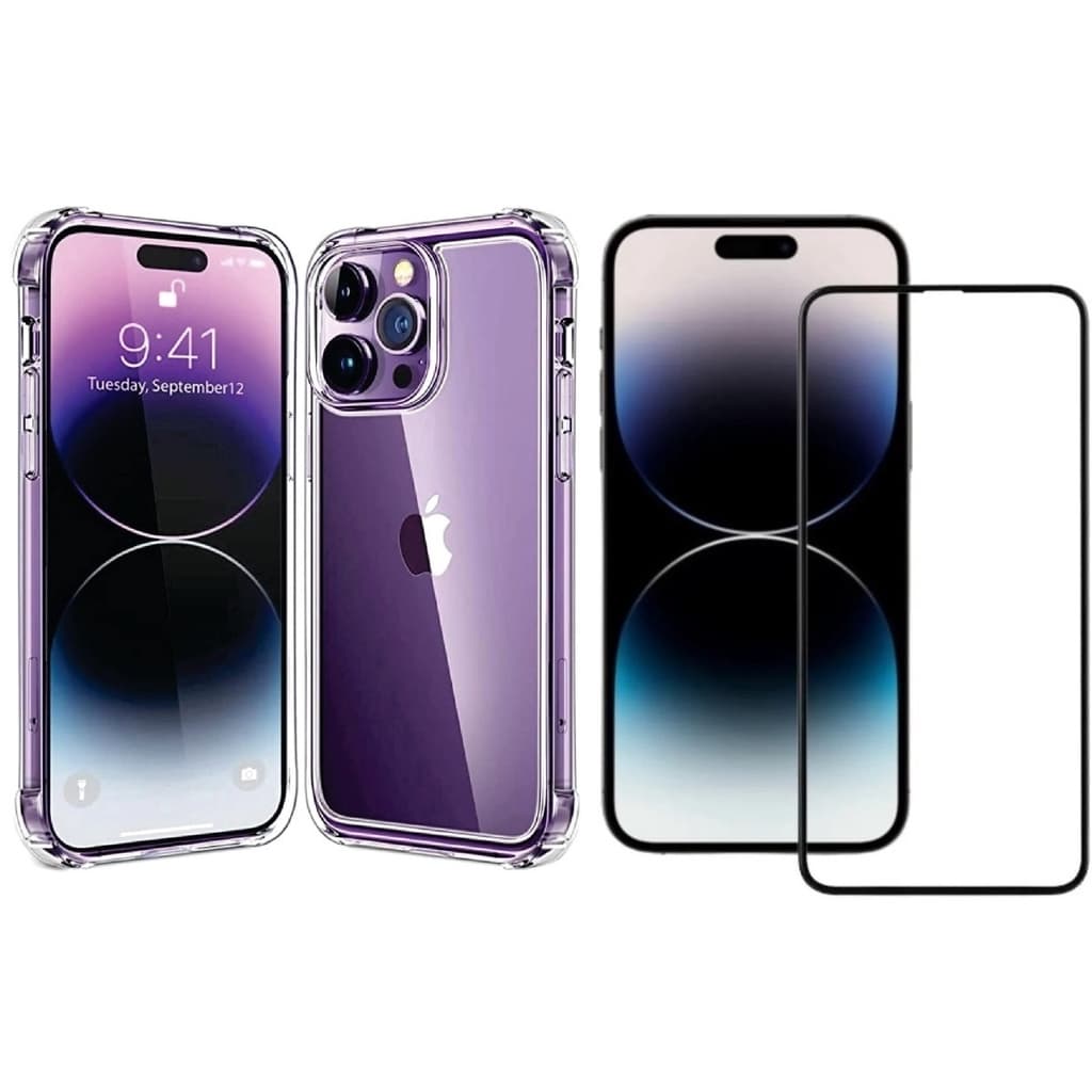 Kit 2 em 1 Película Vidro 3D + Capa Capinha Transparente Para IPhone Apple 7/8 Plus Xr 11 12 13 14 15 16 17 Pro Max Air