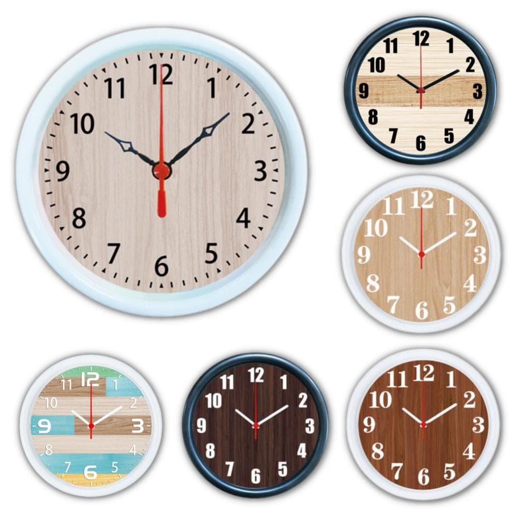 Relógio de Parede Ou Mesa 15cm Redondo ESTILO MADEIRA bela casa utilidades