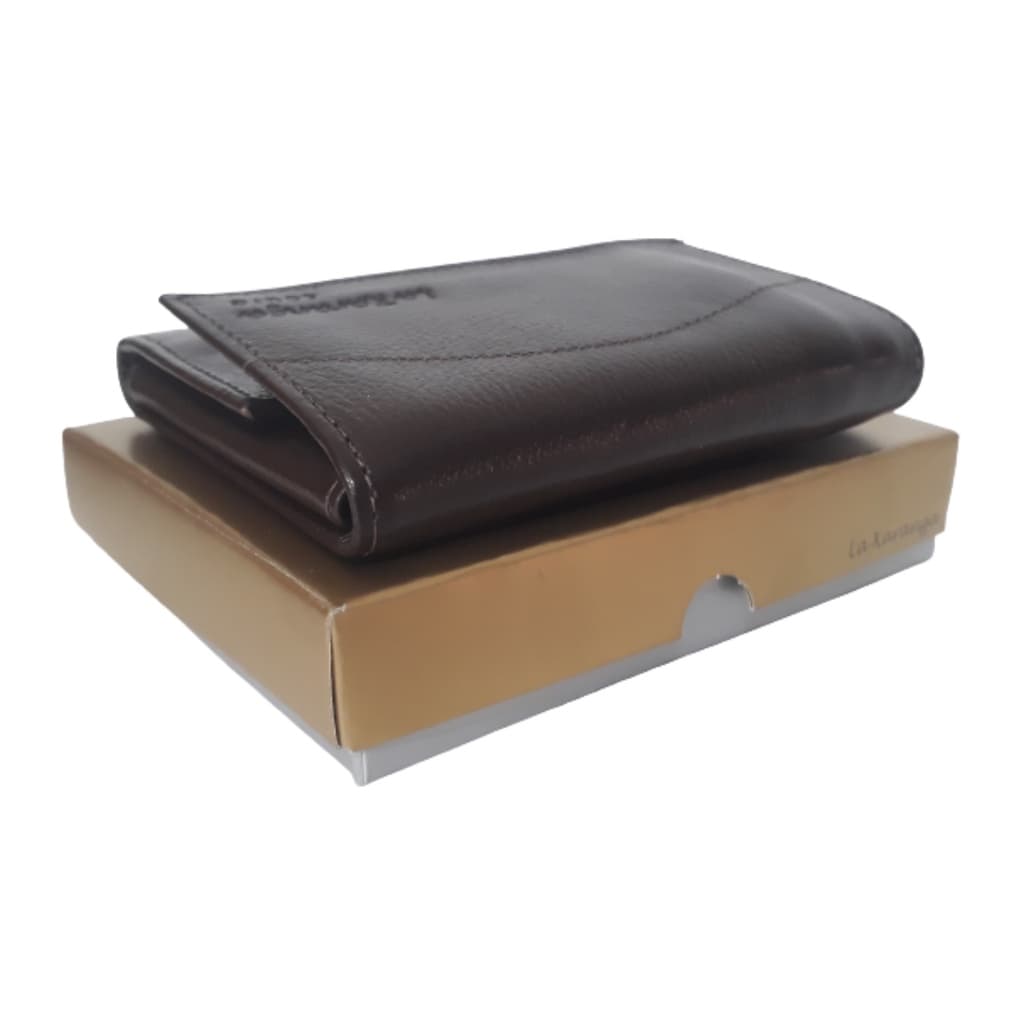 Carteira Masculina couro fecho seguro nota documento marrom organizador de notas documentos moedas