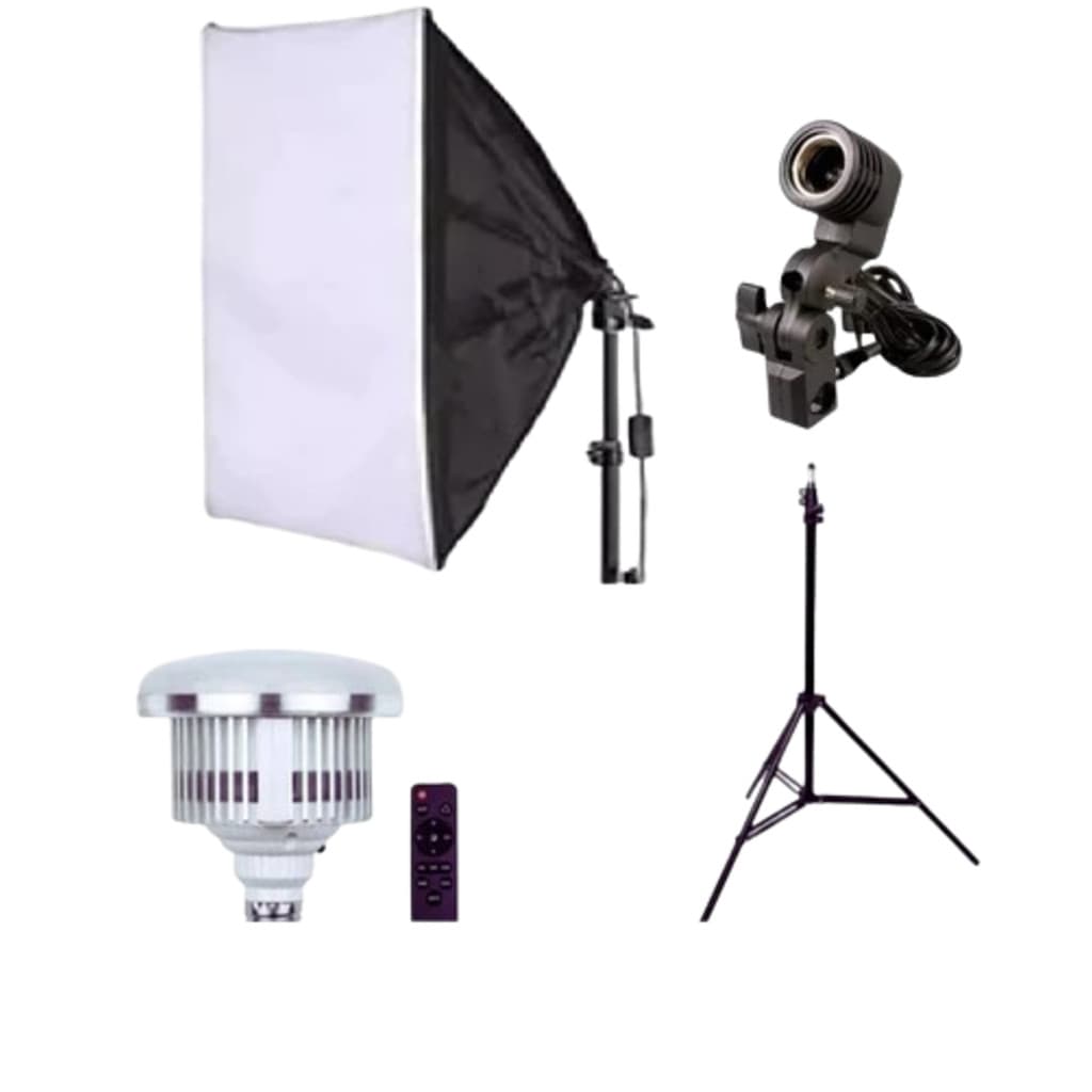 Kit Softbox C/ Lampada, Tripé 2m, Box e Controle