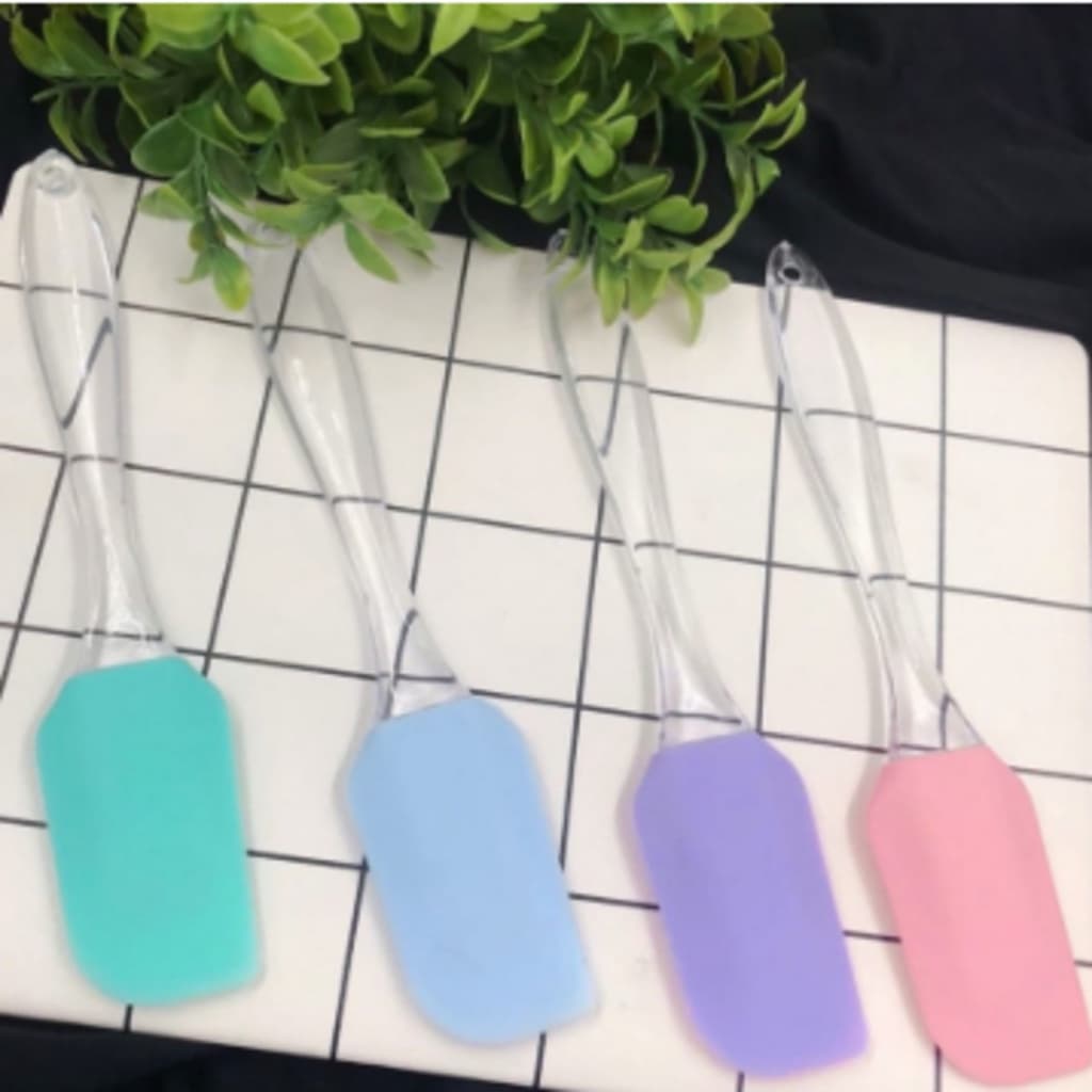 Espátula Pão Duro 24CM de Silicone Cabo de Plástico Transparente Multicoloridas Multiuso