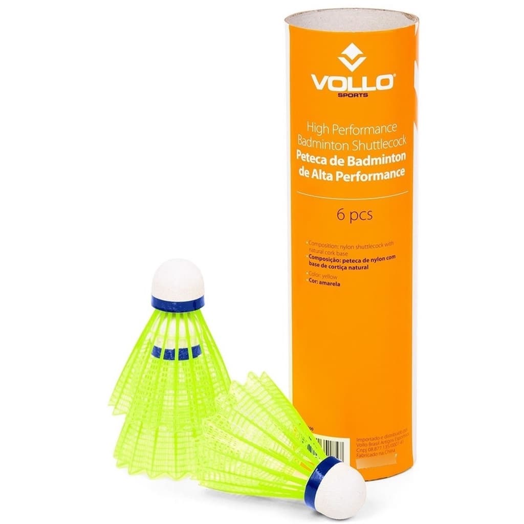 Kit 6 Peteca De Badminton Nylon E Cortiça Tubo Alta Performance Vollo