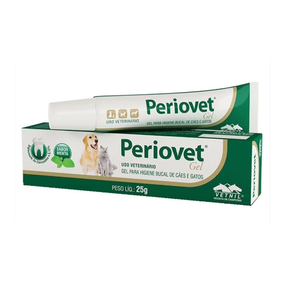 Periovet Gel Pasta Dente Higiene Bucal Cães Gatos Vetnil 25g