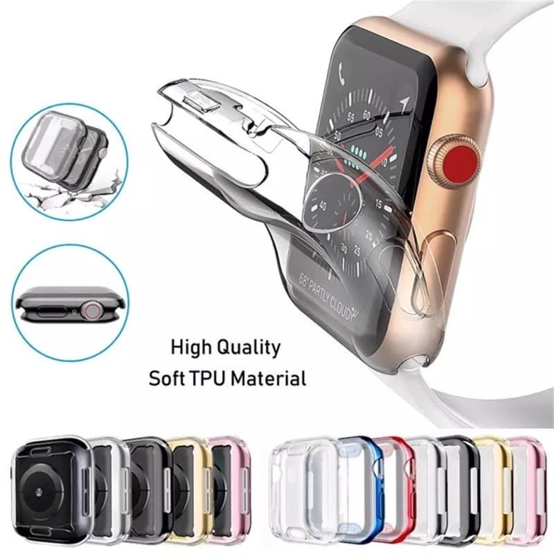 Apple watch capa case transparente tpu Proteção 360° cobre a tela toda para relogio smartwatch 38/40/41/42/44/45mm/49mm