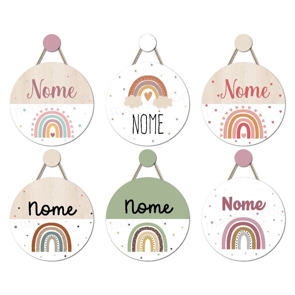 Enfeite De Porta Maternidade Arco-Íris Boho Quadro Decorativo Infantil Quarto Menina