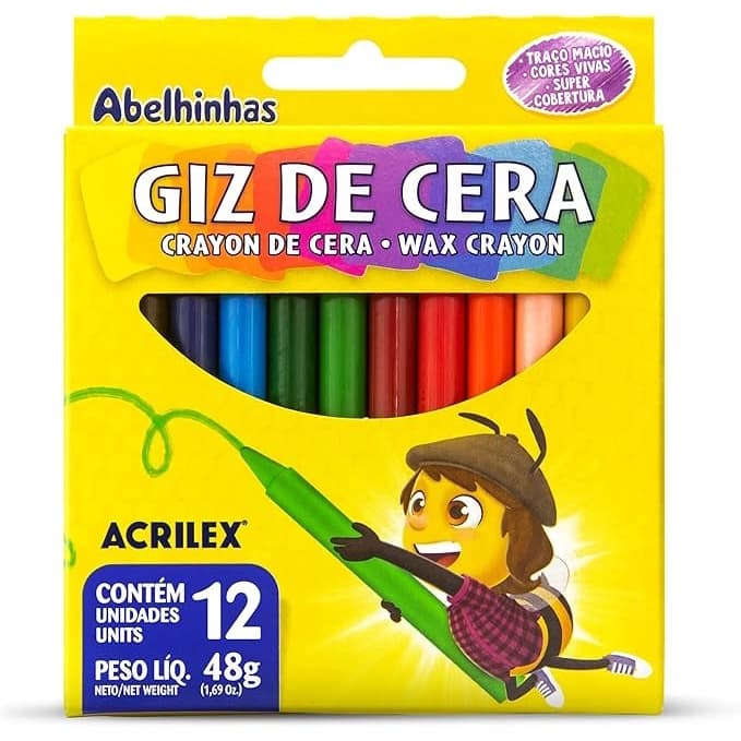 Giz De Cera 12 Cores 48G - Acrilex