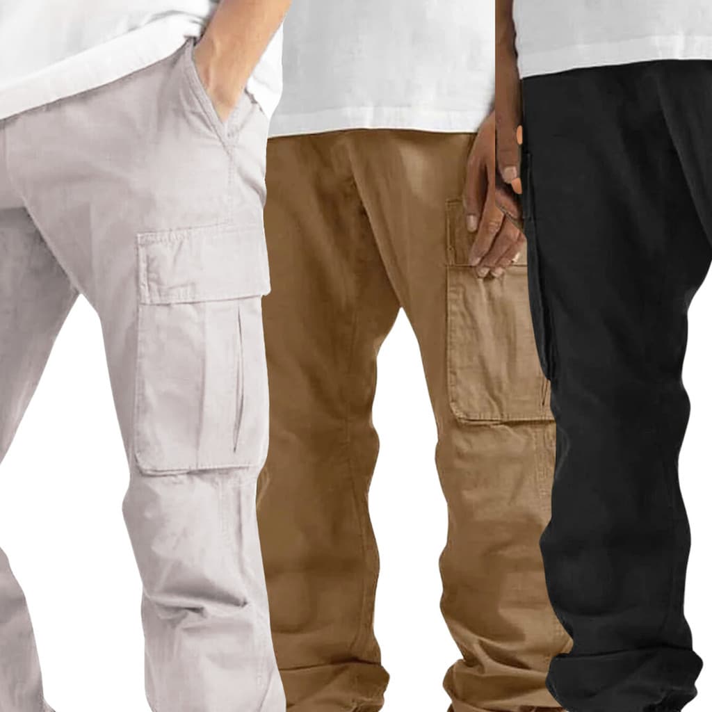 Kit 3 Calça Cargo Masculina 6 Bolso Skate Streetwear Calça Larga