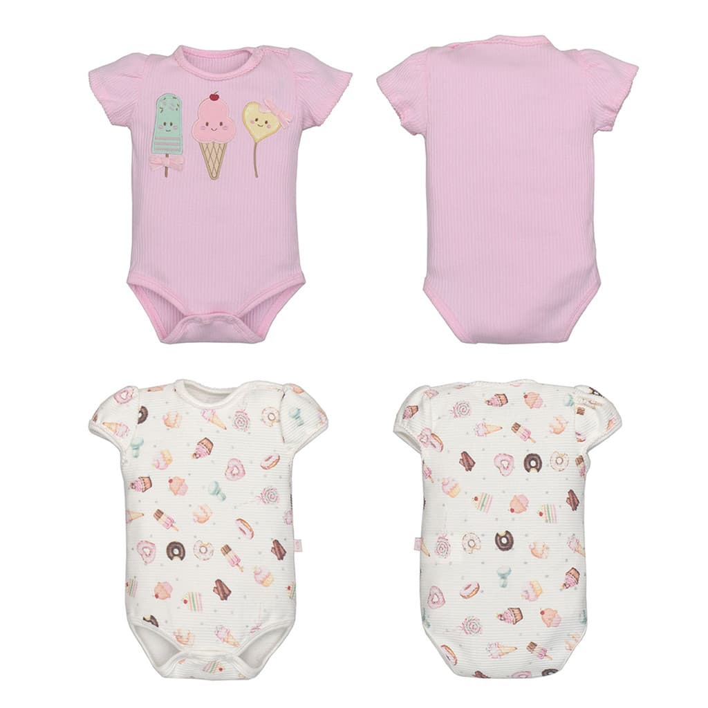 Kit Body 2 Peças Bebê Menina Suedine Estampado Doce Upi Uli