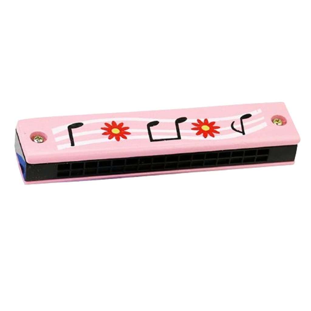 Gaita Colorida Infantil Rosa Madeira Educacional 16 Buracos