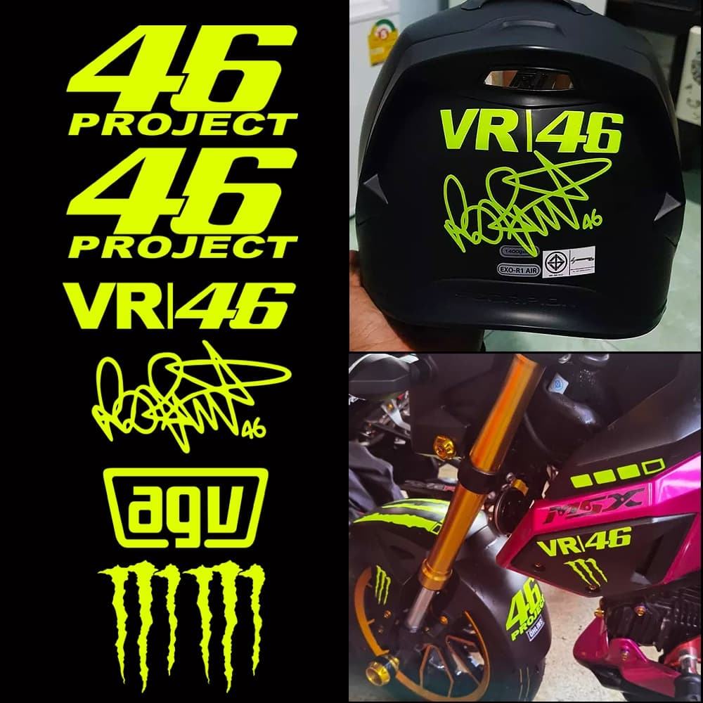 46 VR Project Racing Driver Rossi Adesivo Motocicleta Corpo Capacete Decoração Vinil Reflexivo Decalque À Prova D'água