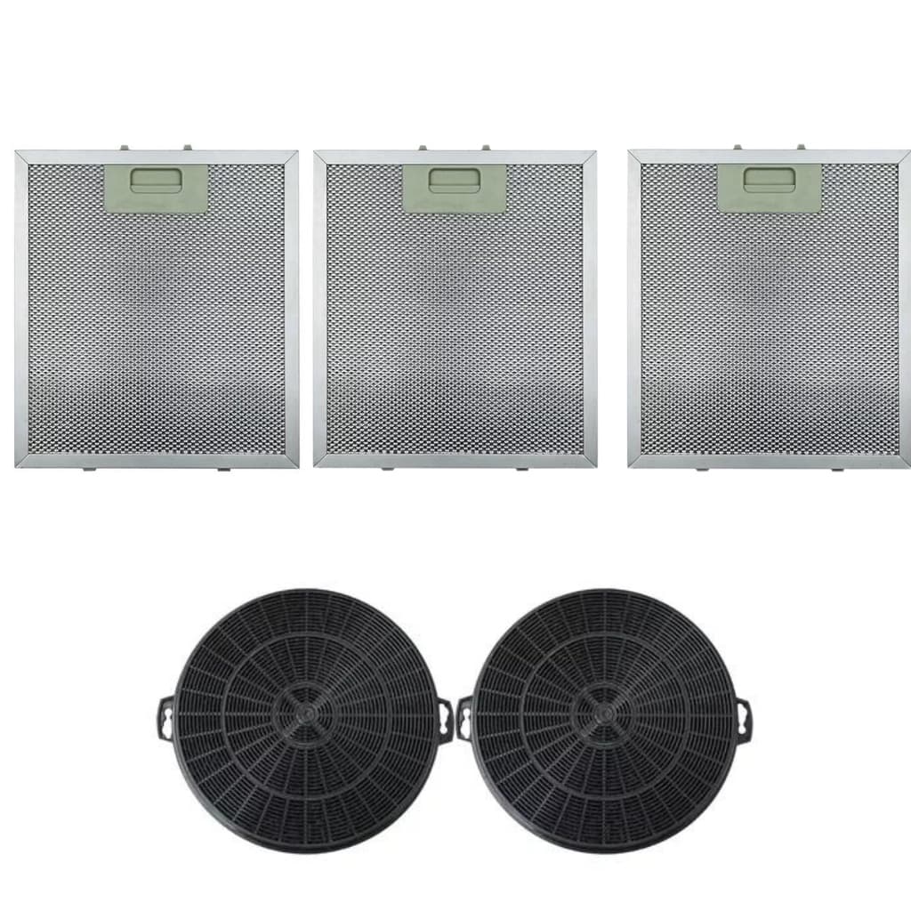 3 filtro alumínio (26 x 32cm) + 2 carvão (21cm) coifa cata