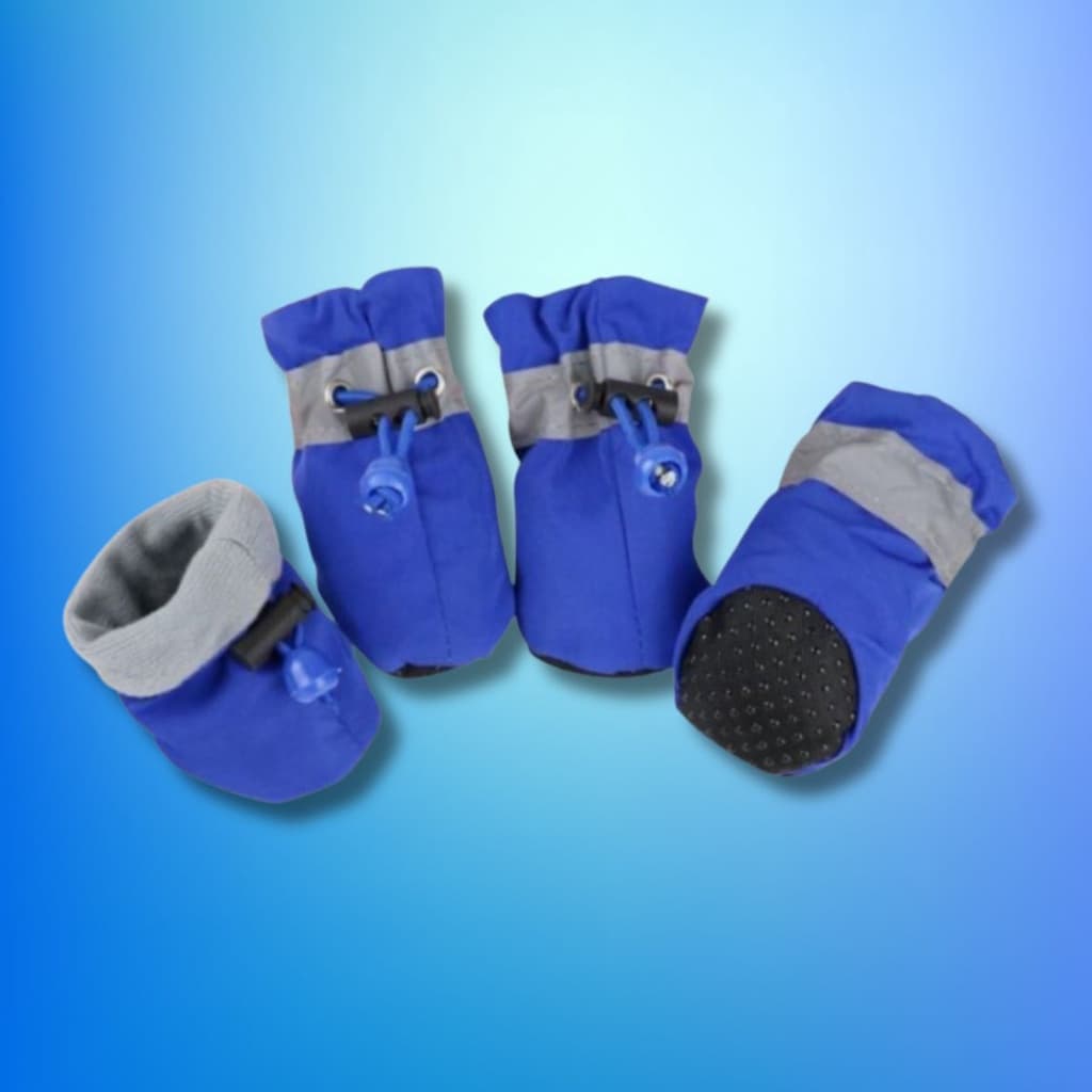 Bota Botinha Protetor de Pata para Cachorro Pet Sapato Azul Tecido Antiderrapante c/ Elástico