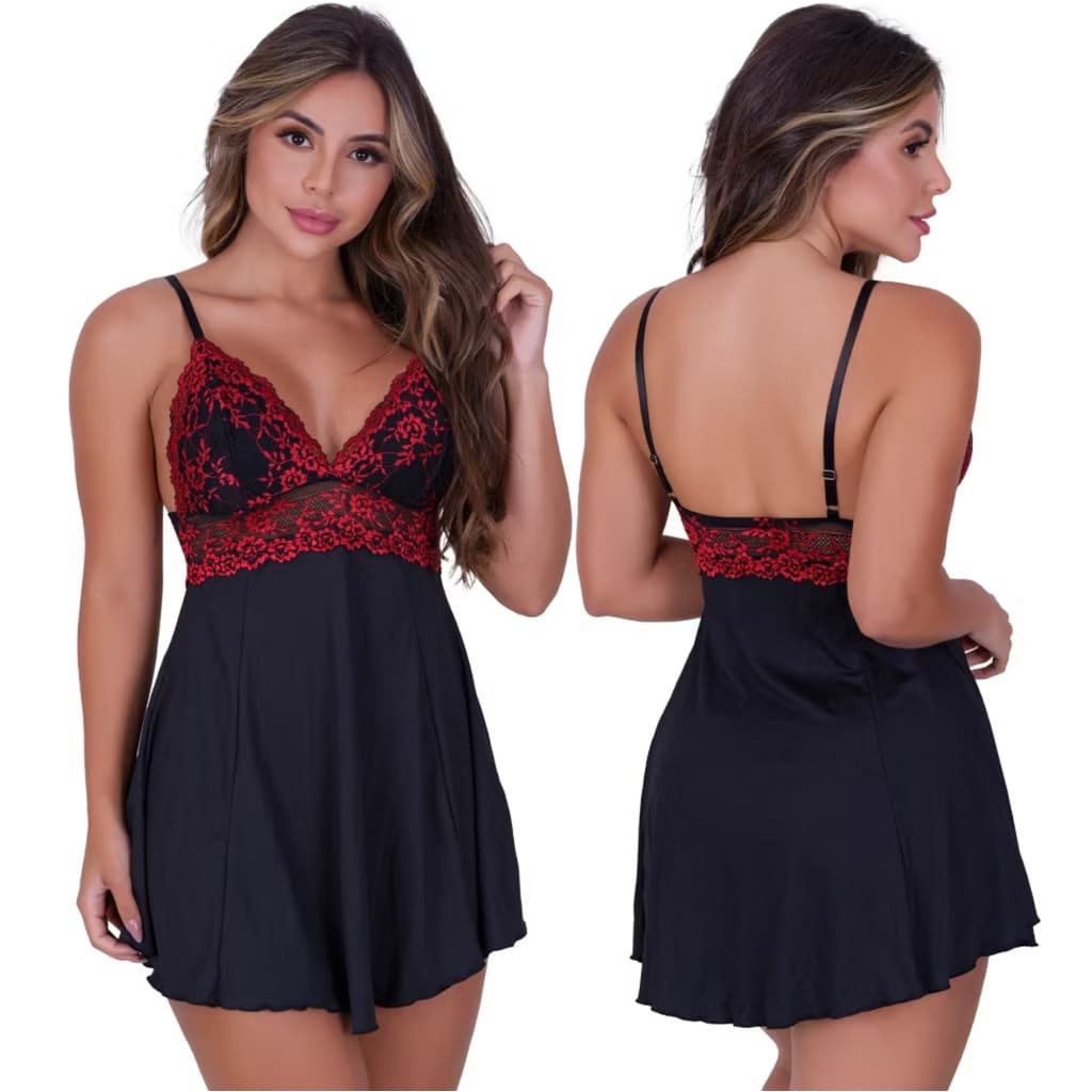 Camisola Renda Bicolor em Suede Feminina  sem Bojo Microfibra Light Fresquinho E Macio