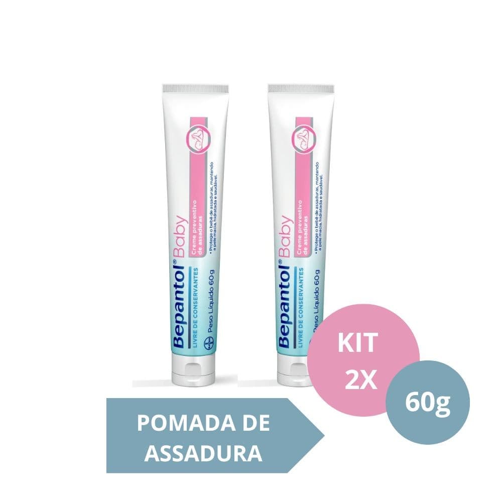 Kit com 2 Cremes Pomada de Assadura 60gr Cada - Bepantol