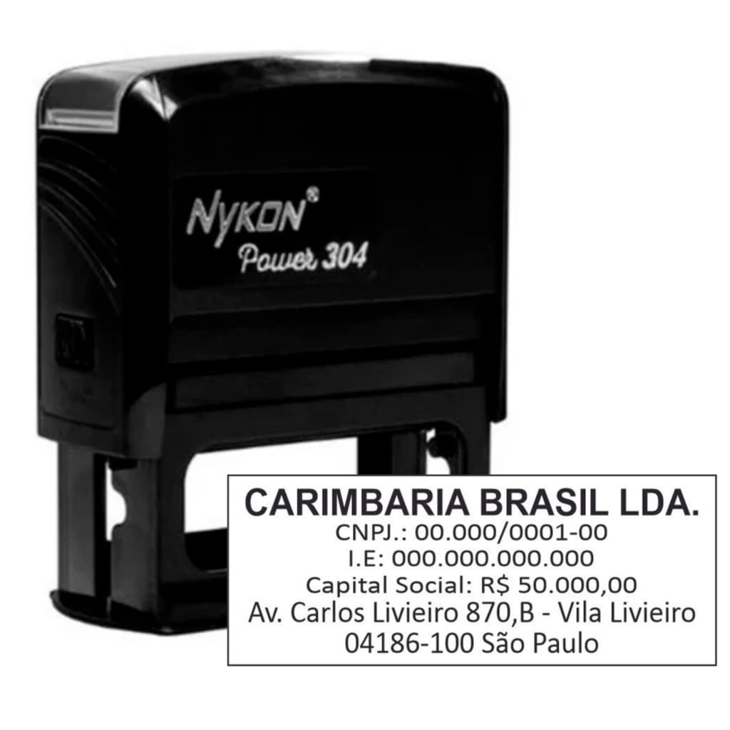 Carimbo 59x23mm - Carimbo dados empresa - Nykon 304 | Personalizado