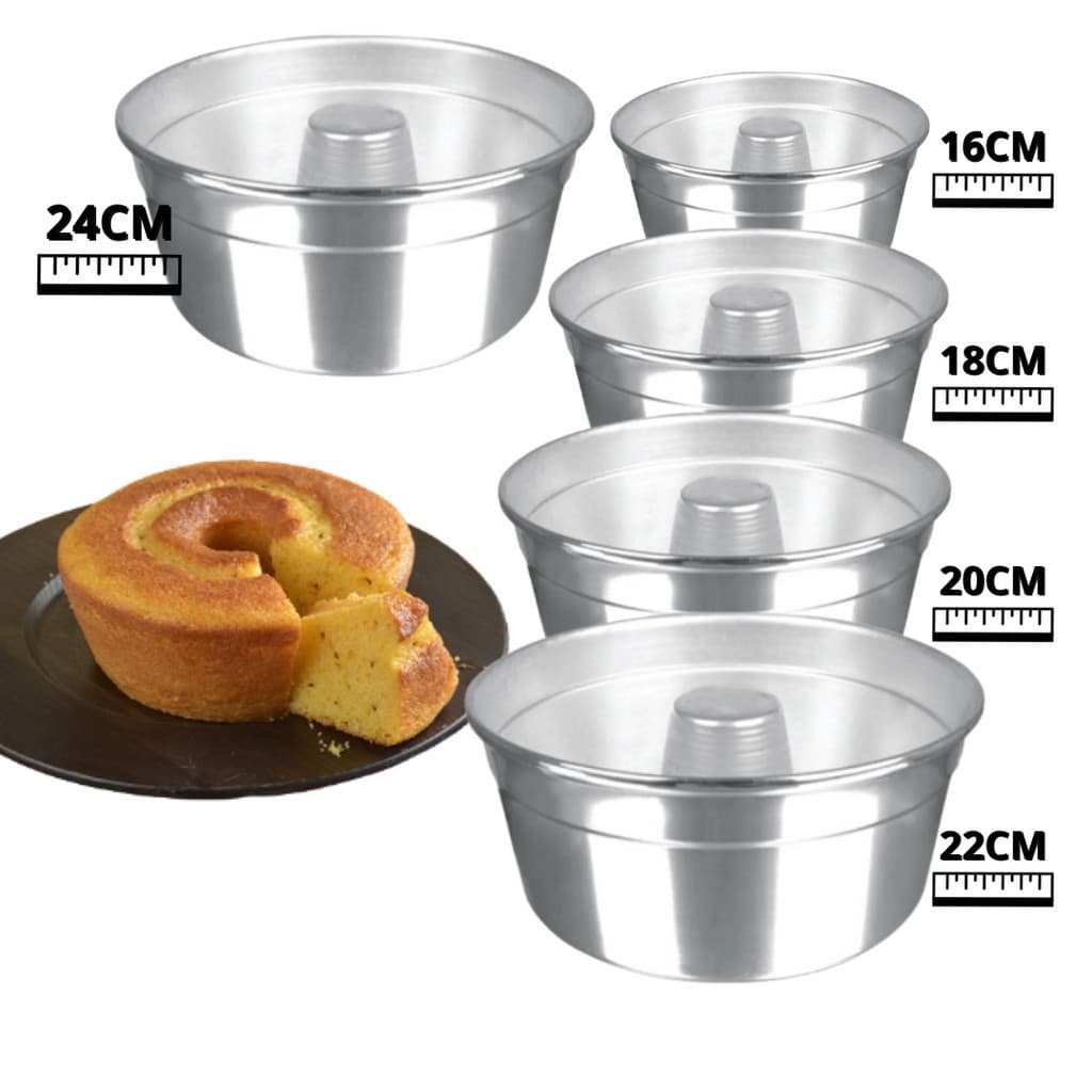Forma de Bolo 16,18,20,22 e 24cm Com Furo Central Ideal Para Bolos Pudim