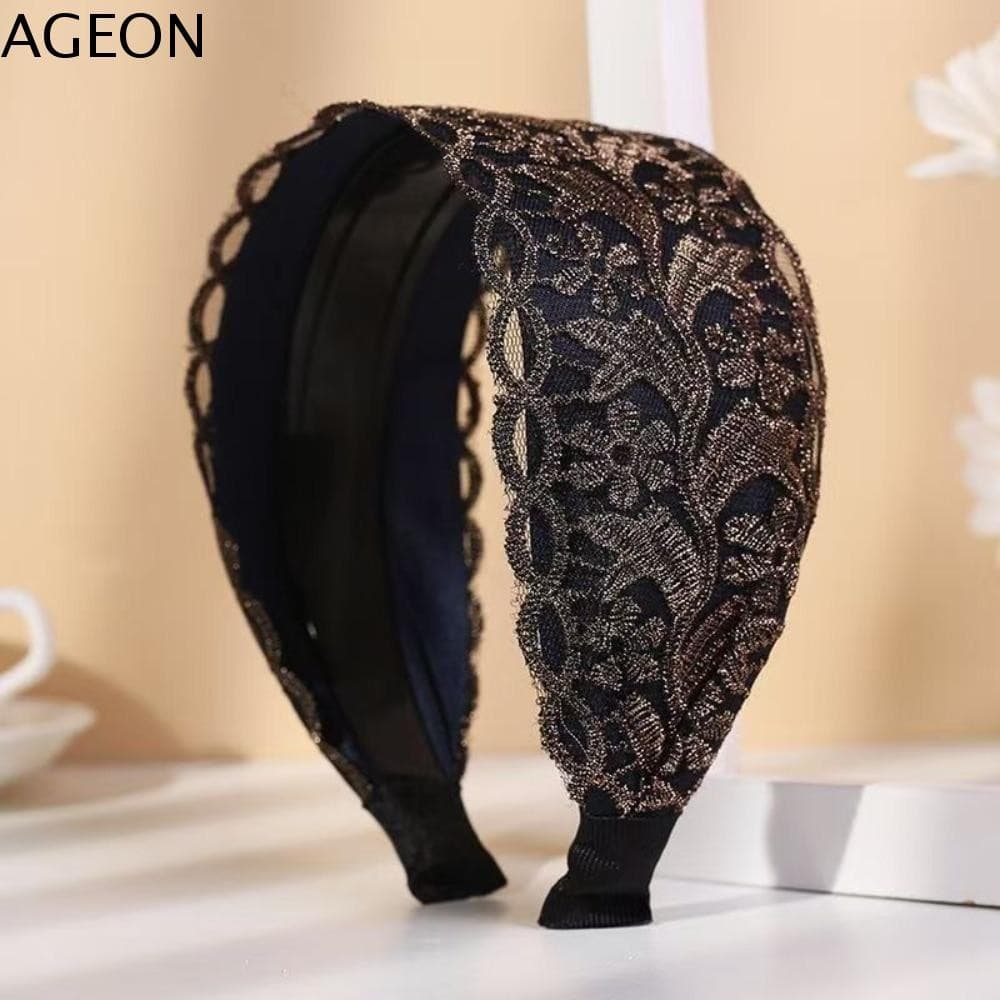 Tiara De Flor De Malha AGEON , Argola De Cabelo Antiderrapante Para Eliminar Complicações De Borda Larga , Envoltório De