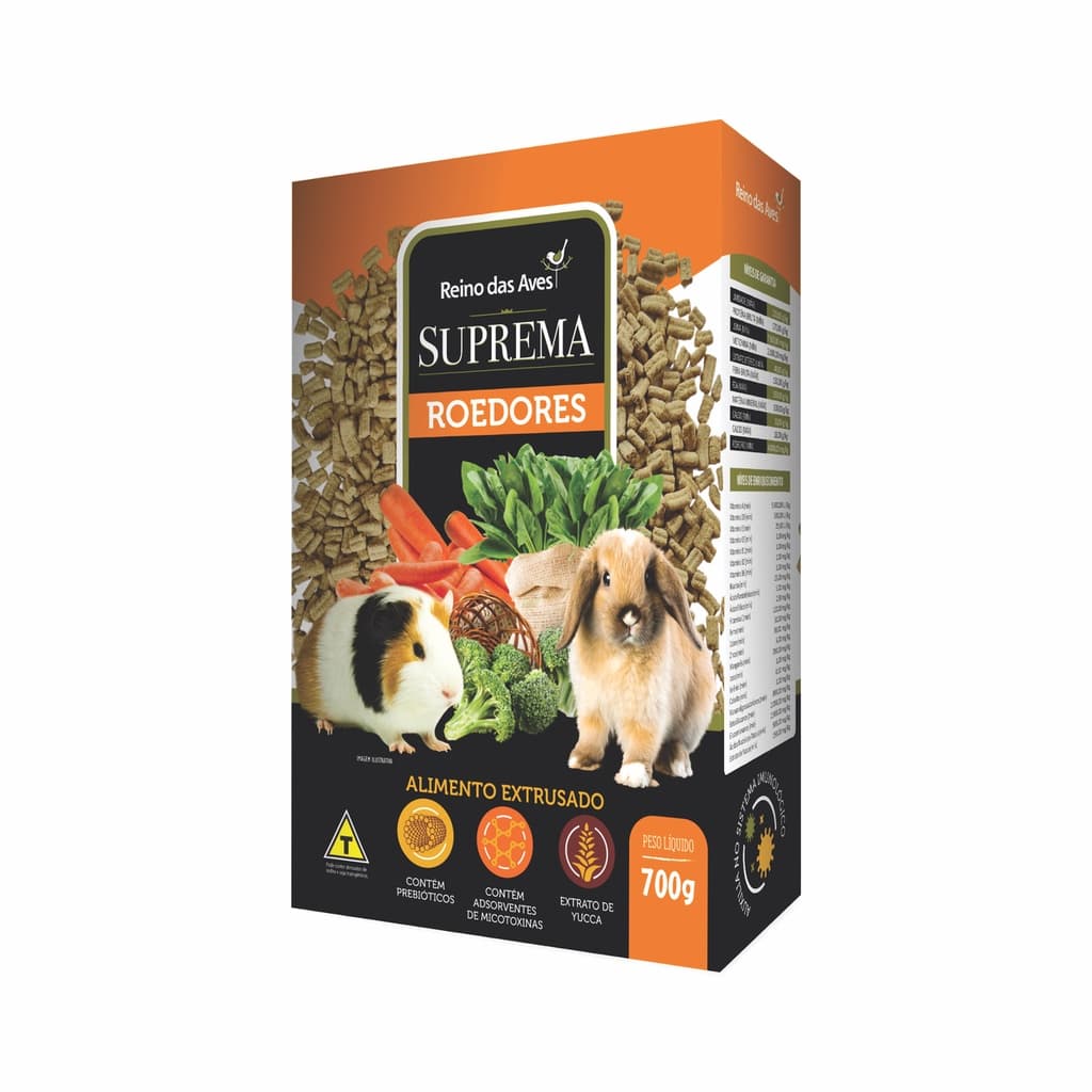 Racao Suprema Roedores 700g - Reino Das Aves