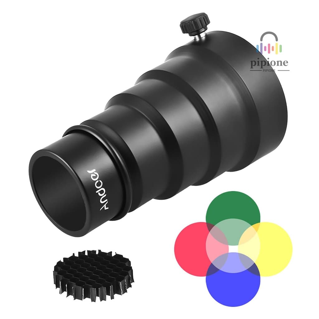 Andoer 98mm Mini Flash Mount Metal Snoot Com Grelha Em Favo De Mel 5pcs Kit De Filtro Colorido Para Neewer Godox 180W 250W 300W Studio Strobe Monolight Came-9.1